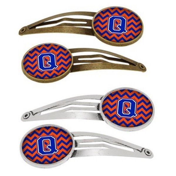 Carolines Treasures Letter Q Chevron Orange and Blue Barrettes Hair Clips CJ1044-QHCS4